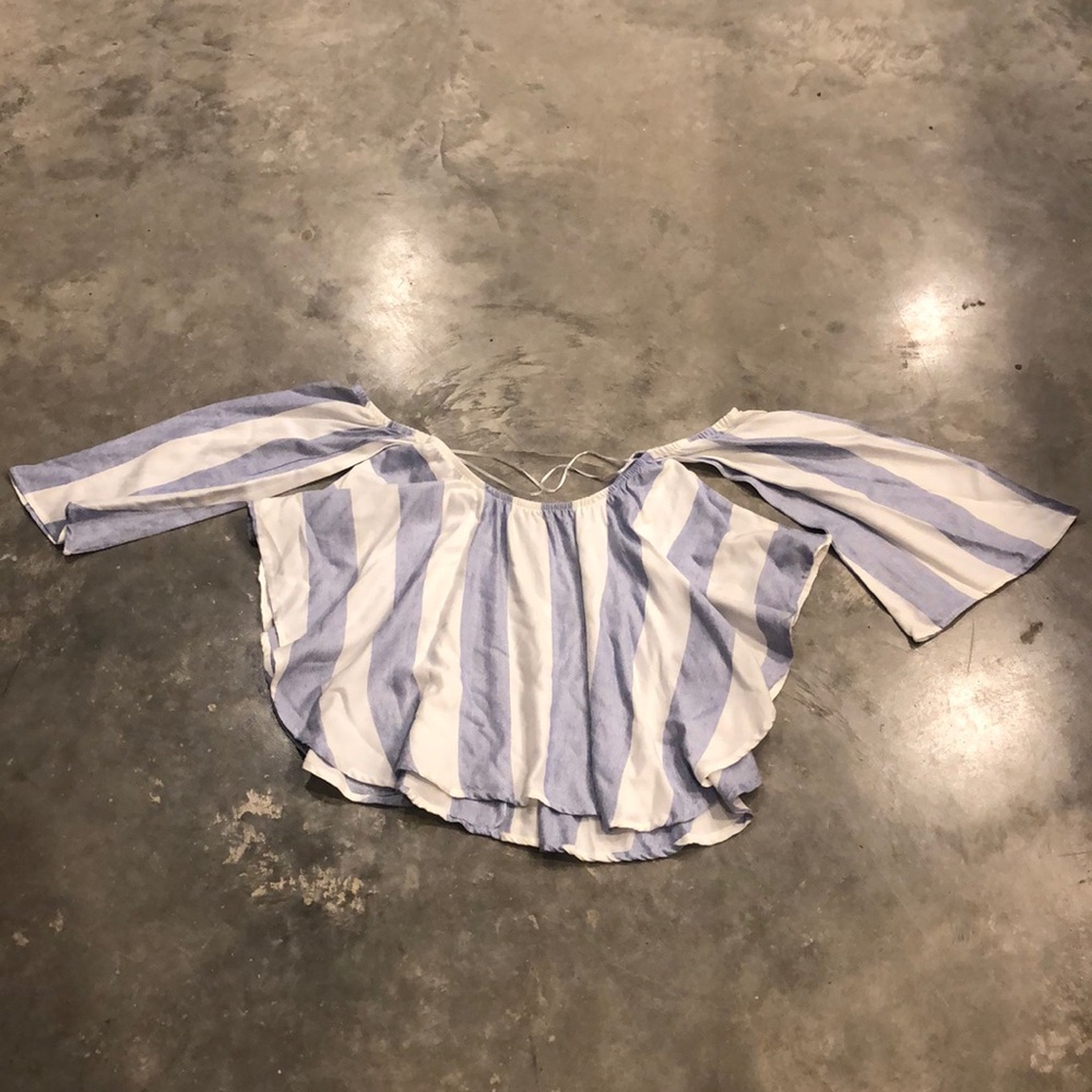 Stripes off the shoulder blouse